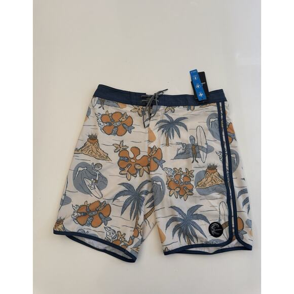 Men's Surf Print Flat Front Shorts - Picture 1 of 6